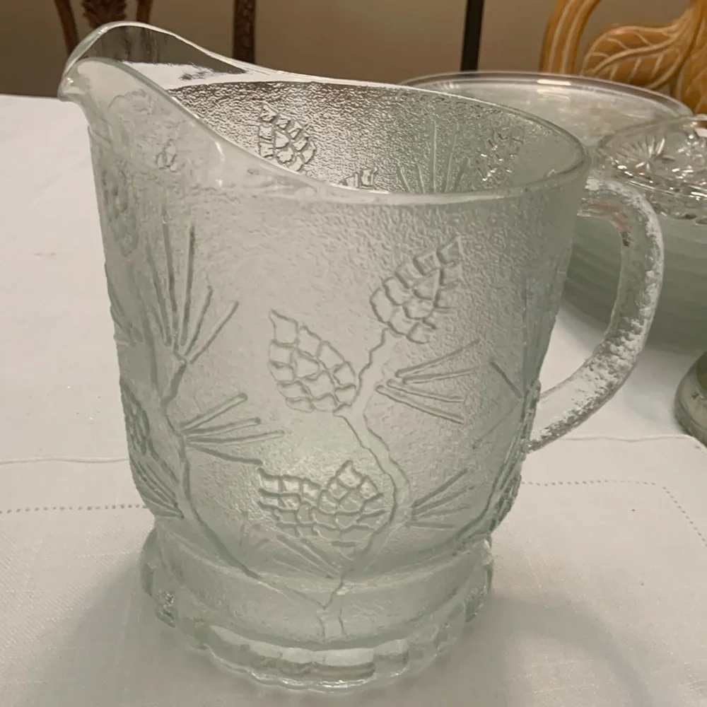 Vintage Tiara Glass Pitcher Ponderosa Pine - Picture 1 of 8